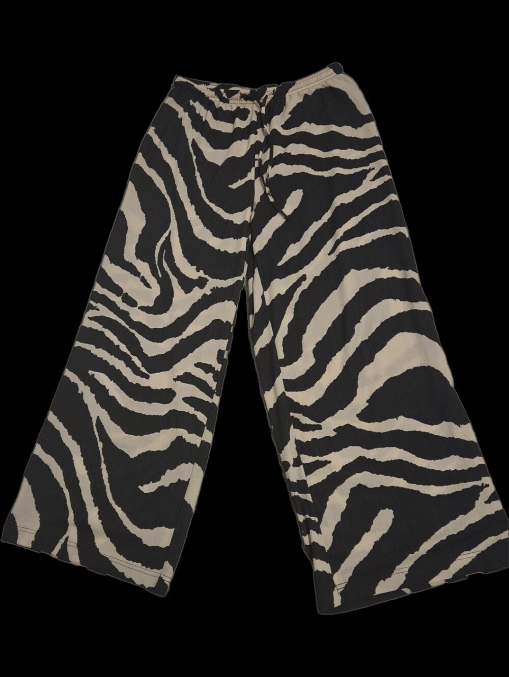 H&M Palazzo Wide Leg Zebra Print Flowy Drawstring Pants